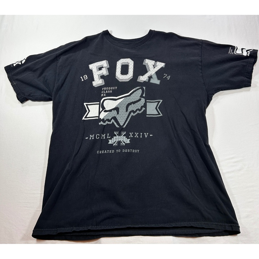 Fox Racing Mens XL Black Created to Destroy Moto Graphic T-Shirt Regular Fit